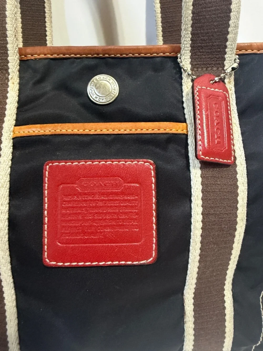 Coach Y2K black red Weekend Hampton Nylon “Inside-Out” small Tote bag